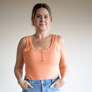 Free People XL Orange Bodysuit
